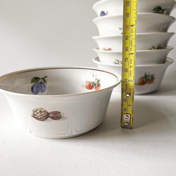 Graf von Henneberg JL Menau Fruits Nuts Gold Trim Dessert Bowls GDR Germany 6pc - Picture 3 of 8